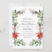 エバーグリーン – ウィンタータイドウッドランド結婚クリスマス 招待状 (正面)