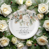 エバーグリーン ウィンター フローラル ブライダル シャワー ペーパープレート