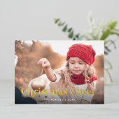 エバーグリーン | クリスマス応援2枚の写真金ゴールド 箔シーズンカード (立ち正面)