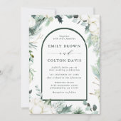 エバーグリーン&コットンフラワーウォータカラー結婚ズ 招待状 (正面)