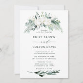 エバーグリーン&コットンフラワーウォータカラー結婚ズ 招待状 (正面)