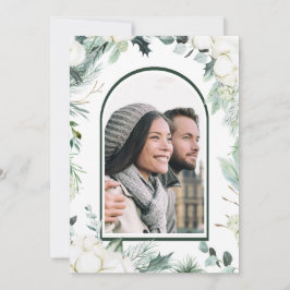 エバーグリーン&コットンフラワーエレガントなウェディングフォト 招待状