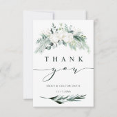 エバーグリーン&コットンフラワーエレガントな結婚式 サンキューカード (正面)