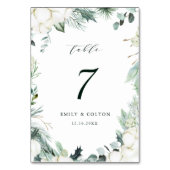 エバーグリーン&コットンフラワーエレガントな結婚式 テーブルナンバー (正面)