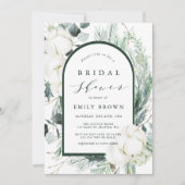 エバーグリーン&コットンフラワーズアーチブライダルシャワー 招待状 (正面)