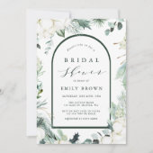 エバーグリーン&コットンフラワーズエレガントブライダルシャワー 招待状 (正面)