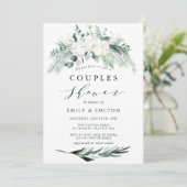 エバーグリーン&コットンフラワーブーケカップルシャワー 招待状 (スタンド正面)