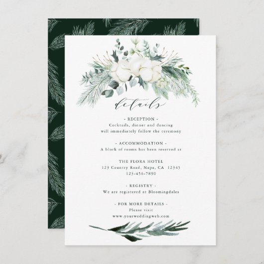 エバーグリーン&コットンフラワーブーケ結婚ーズ詳細 エンクロージャーカード (正面/裏面)