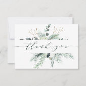エバーグリーン&コットンフラワーブーケ結婚ーズ サンキューカード (正面)