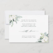 エバーグリーン&コットンフラワーブーケ結婚ーズ サンキューカード (裏面)