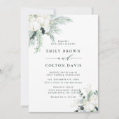 エバーグリーン&コットンフラワーブーケ結婚ーズ 招待状 (正面)