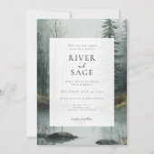 エバーグリーン ミスト | ラスティック ウォーターカラー フォレスト ウェディング 招待状 (正面)