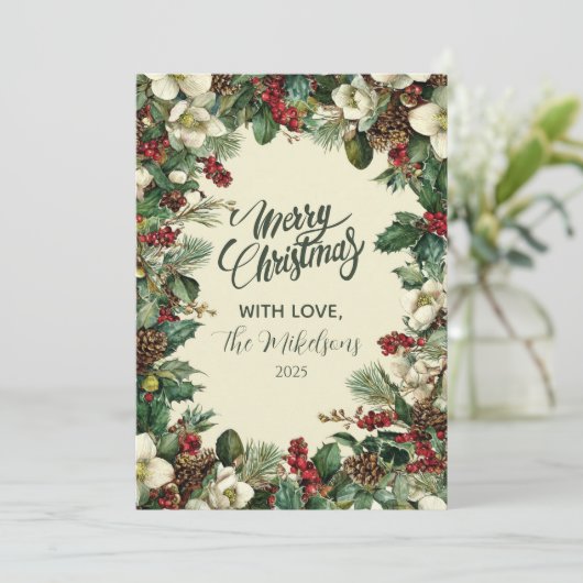 エバーグリー素朴ベリークリスマス シーズンカード (スタンド正面)