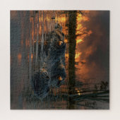 エバーグレーズの山火事のアリゲーター ジグソーパズル (横)