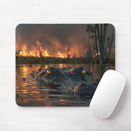 エバーグレーズの山火事のアリゲーター マウスパッド (マウス)
