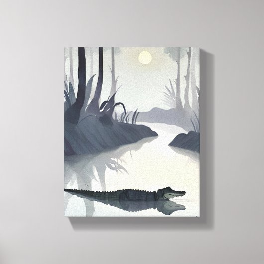 エバーグレーズアリゲーター | 国立公園水彩画 キャンバスプリント (正面)