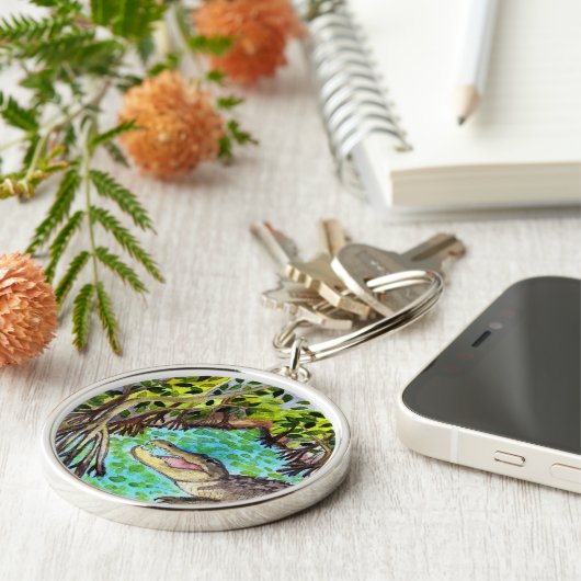 エバーグレーズウォーターカラーワニアリゲーターフロリダ キーホルダー (側面)