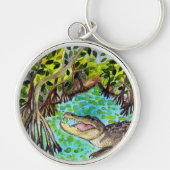 エバーグレーズウォーターカラーワニアリゲーターフロリダ キーホルダー (正面)