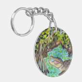 エバーグレーズウォーターカラーワニアリゲーターフロリダ キーホルダー (正面左)