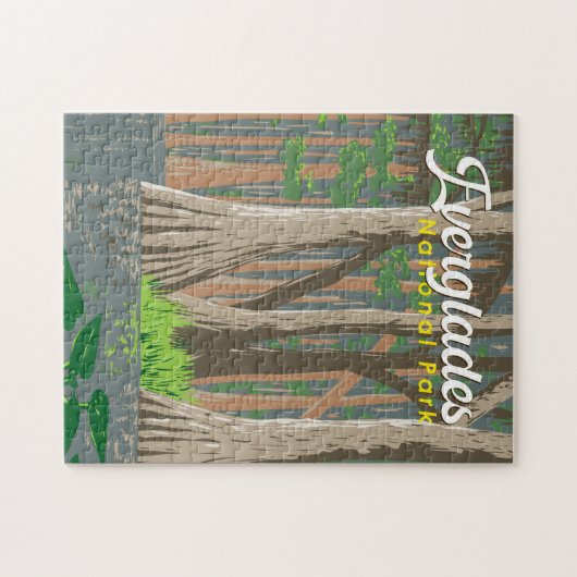 エバーグレーズナショナルパークイラストレーショントラベルアート ジグソーパズル (横)