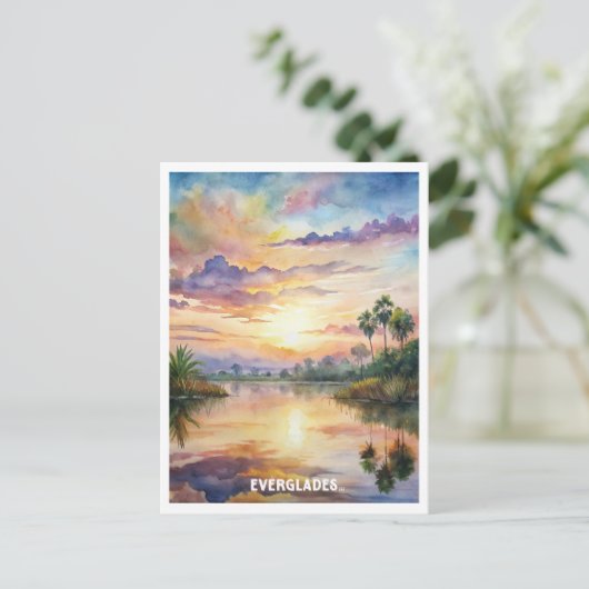 エバーグレーズナショナルパークウォーター絵を描カラー ポストカード (スタンド正面)