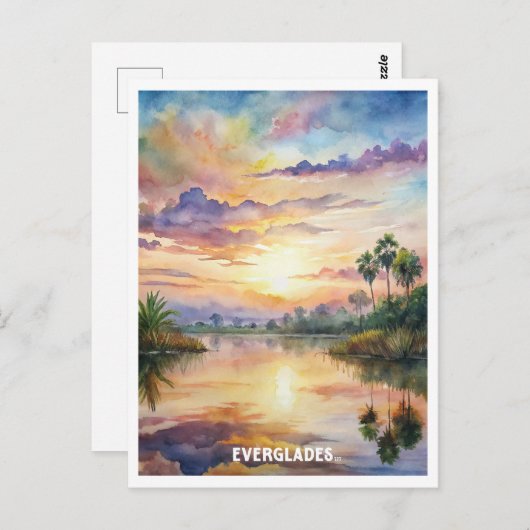 エバーグレーズナショナルパークウォーター絵を描カラー ポストカード (正面/裏面)