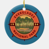 エバーグレーズナショナルパークサンセットレトロコンパス セラミックオーナメント (裏面)