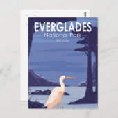 エバーグレーズナショナルパークナイトエグレットヴィンテージ ポストカード (正面/裏面)