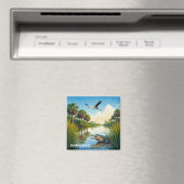 エバーグレーズナショナルパークフロリダアリゲーターヘロン マグネット (インサイチュ (食洗機))