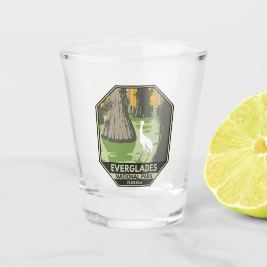 エバーグレーズナショナルパークフロリダエグレトヴィンテージ ショットグラス (正面)