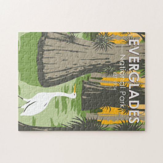 エバーグレーズナショナルパークフロリダエグレトヴィンテージ ジグソーパズル (横)
