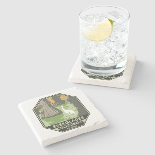 エバーグレーズナショナルパークフロリダエグレトヴィンテージ ストーンコースター (横)