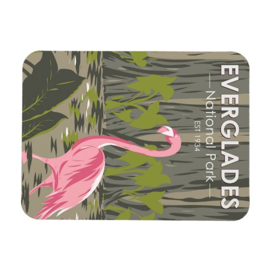 エバーグレーズナショナルパークフロリダフラミンゴヴィンテージ マグネット (横)