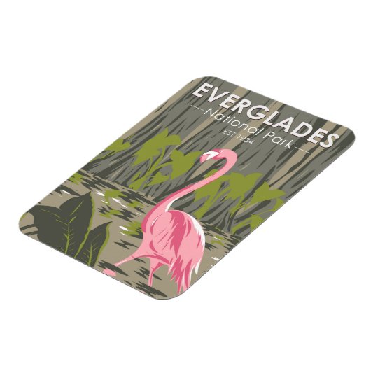 エバーグレーズナショナルパークフロリダフラミンゴヴィンテージ マグネット (左側)