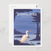 エバーグレーズフロリダUSAトラベルプレイスイラストレーション ポストカード (正面/裏面)