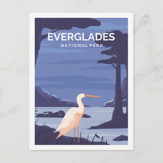 エバーグレーズフロリダUSAトラベルプレイスイラストレーション ポストカード (正面)