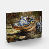 エバーグレーズワイルドライフアートのアリゲーター フォトブロック (左)