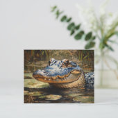 エバーグレーズワイルドライフアートのアリゲーター ポストカード (スタンド正面)