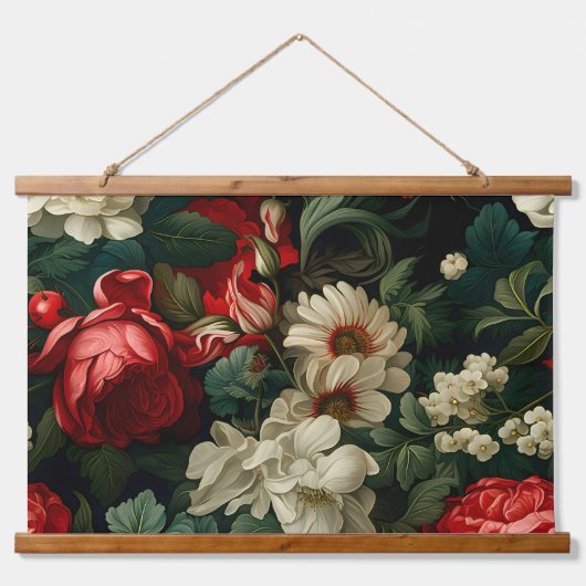 エバーグローノエル花模様植物学 吊り下げ型タペストリー (正面)