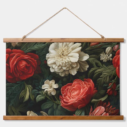 エバーグローノエル花模様植物学 吊り下げ型タペストリー (正面)