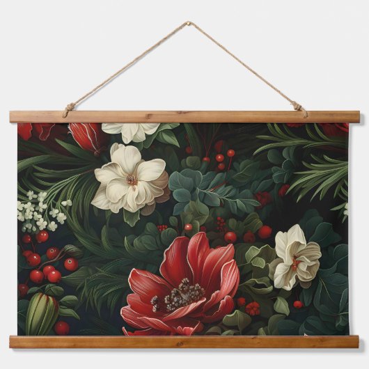 エバーグローノエル花模様植物学 吊り下げ型タペストリー (正面)