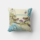 エバーフター ブライド ティール ライム & プラム 鳥 鳥かご クッション (正面)