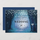 エバーモア | エンチャンテッド フェアリー フォレスト | ブルー ウェディング 招待状 (正面/裏面)