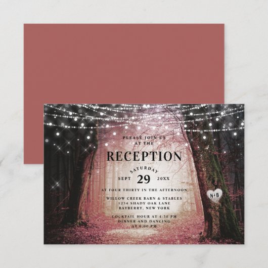 エバーモア | Enchanted Forest Pink Wedding Reception 招待状 (正面/裏面)
