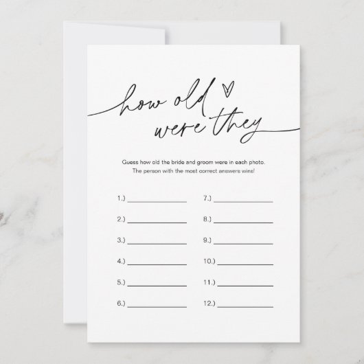 エバーリー彼らは何歳だったブライダルシャワーゲーム 招待状 (正面)