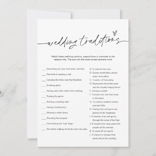 エバーリー結婚の伝統ブライダルシャワーゲーム 招待状 (正面)