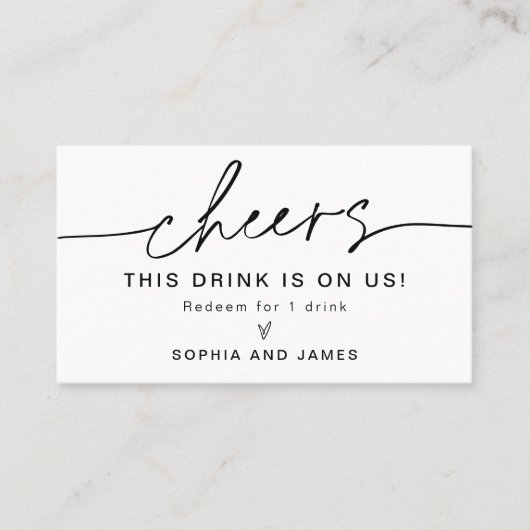 エバーリー結婚の飲み物は私たちのチケットカードに載っている 名刺 (正面)