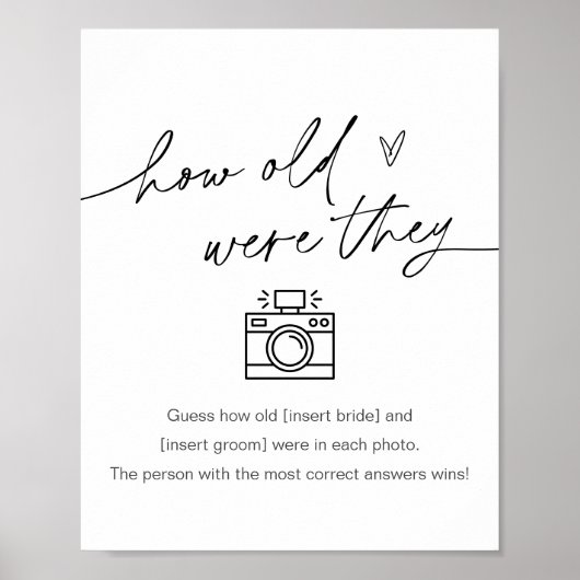 エバーリー 誕生日いくつだった? ブライダルシャワーゲームサイン ポスター (正面)