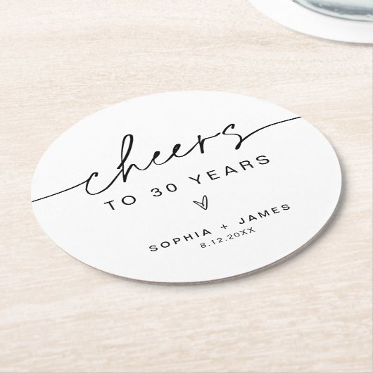 エバーリー 30年のお祝い ラウンドペーパーコースター (アングル)