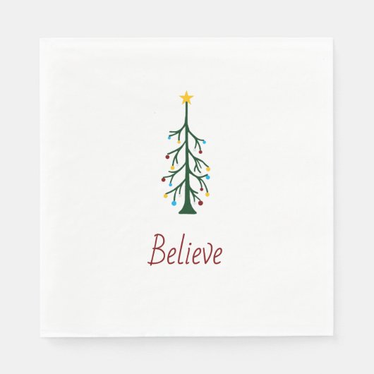 エバ信じモダンーグリーンツリークリスマスパーティー スタンダードランチョンナプキン (正面)